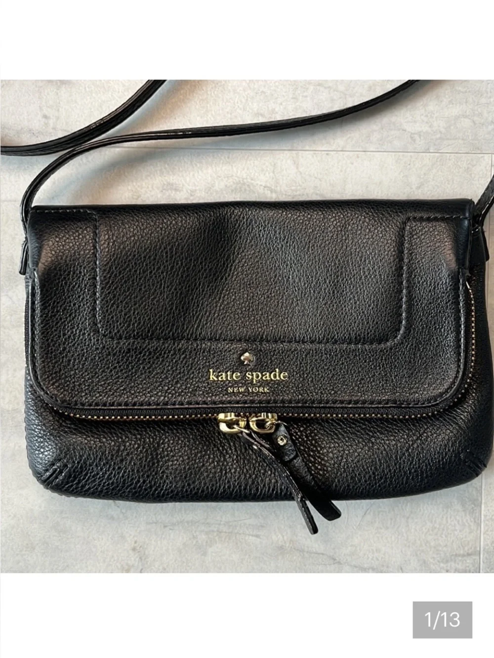 Kate spade Marianna Mansfield Leather Bag Crossbody Black 9”w x 5.5” h x 1” d